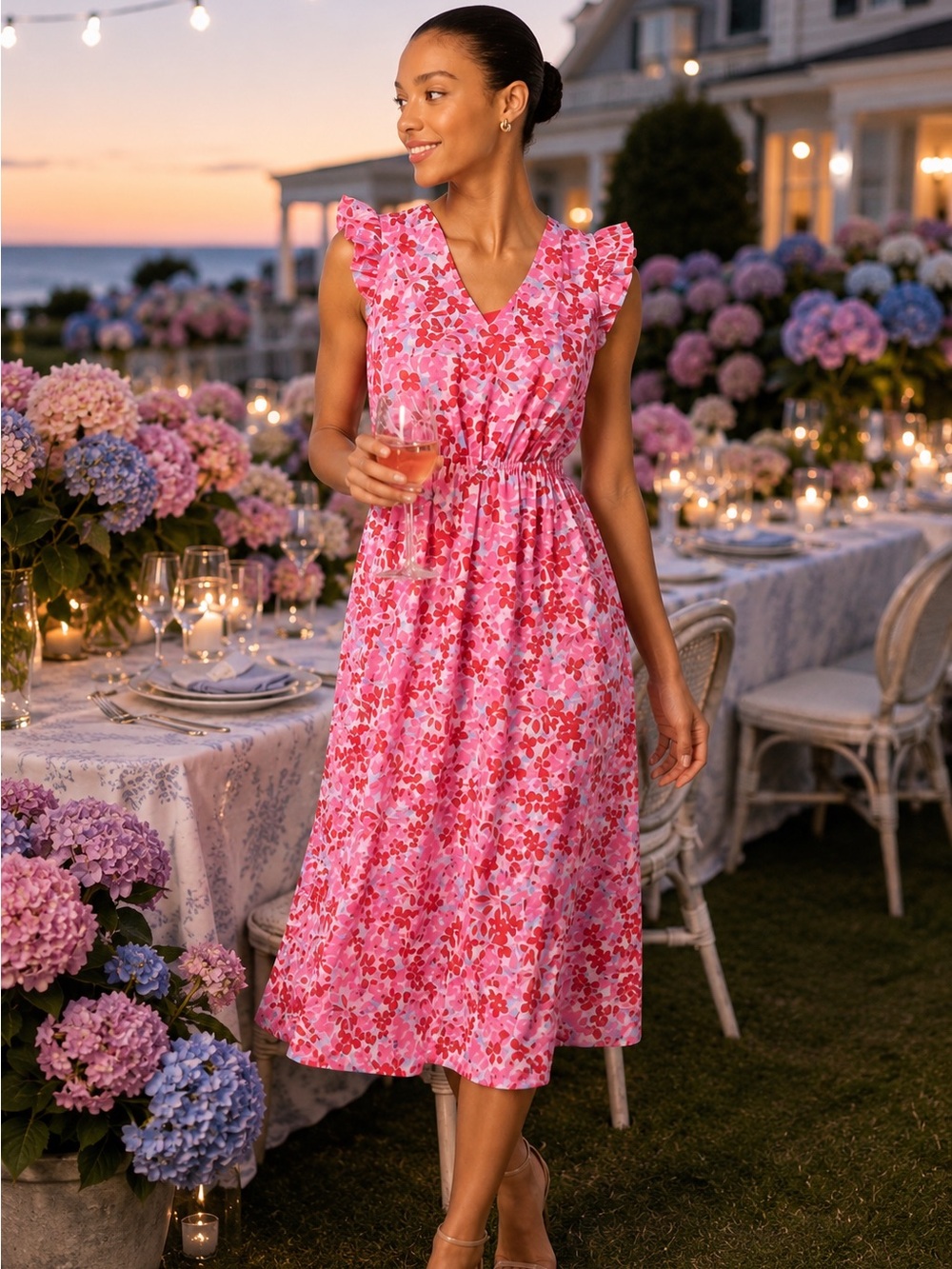 J.Crew - Perfect Tie-Back Midi Beach Dress Tropical Pink Multi Floral Size 12